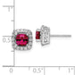 14k White Gold 3/8 carat Lab Grown Diamond VS/SI+ G+ July Birthstone Lab Created Ruby Halo Post Earrings