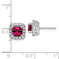 14k White Gold 3/8 Ct. Lab Grown Diamond VS/SI+ G+ July Birthstone Lab Created Ruby Halo Post Earrings