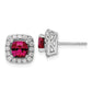 14k White Gold 3/8 carat Lab Grown Diamond VS/SI+ G+ July Birthstone Lab Created Ruby Halo Post Earrings