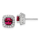 14k White Gold 3/8 Ct. Lab Grown Diamond VS/SI+ G+ July Birthstone Lab Created Ruby Halo Post Earrings