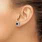 14k White Gold 3/8 Ct. Lab Grown Diamond VS/SI+ G+ September Birthstone Lab Created Blue Sapphire Halo Post Earrings