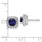 14k White Gold 3/8 Ct. Lab Grown Diamond VS/SI+ G+ September Birthstone Lab Created Blue Sapphire Halo Post Earrings