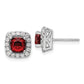 14k White Gold 3/8 Ct. Lab Grown Diamond VS/SI+ G+ January Birthstone Garnet Halo Post Earrings