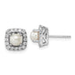 14k White Gold 3/8 Ct. Lab Grown Diamond VS/SI+ G+ June Birthstone Freshwater Cultered Pearl Halo Post Earrings