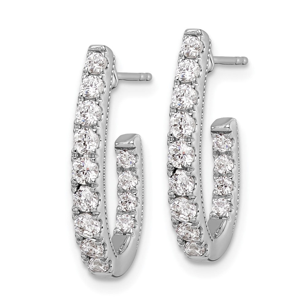 14k White Gold 1 Ct. Lab Grown Diamond VS/SI+ G+ Complete In and Out J-Hoop Hoop Earrings