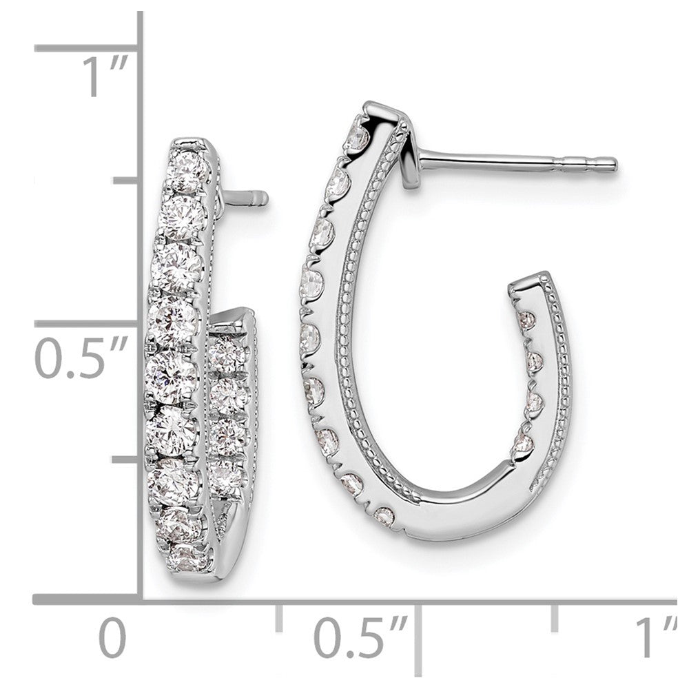 14k White Gold 1 Ct. Lab Grown Diamond VS/SI+ G+ Complete In and Out J-Hoop Hoop Earrings