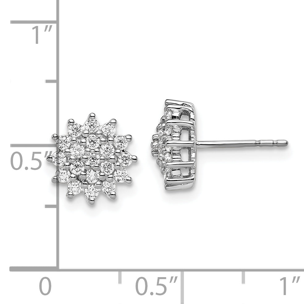 14k White Gold 1/2 Ct. Lab Grown Diamond VS/SI+ G+ Cluster Post Earrings