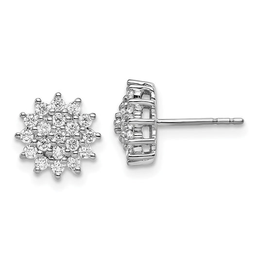 14k White Gold 1/2 carat Lab Grown Diamond VS/SI+ G+ Complete Cluster Post Earrings