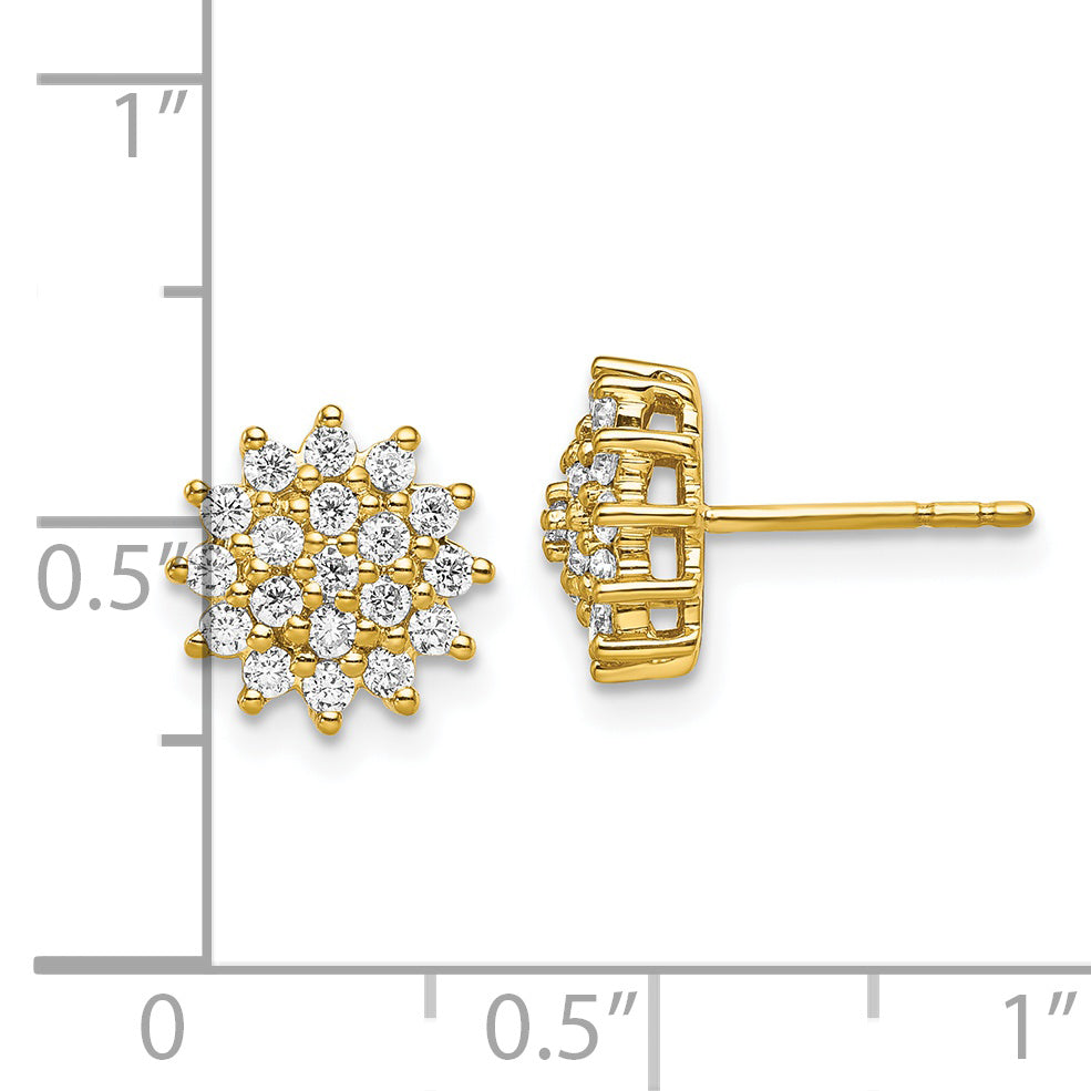 14k Yellow Gold 1/2 Ct. Lab Grown Diamond VS/SI+ G+ Cluster Post Earrings