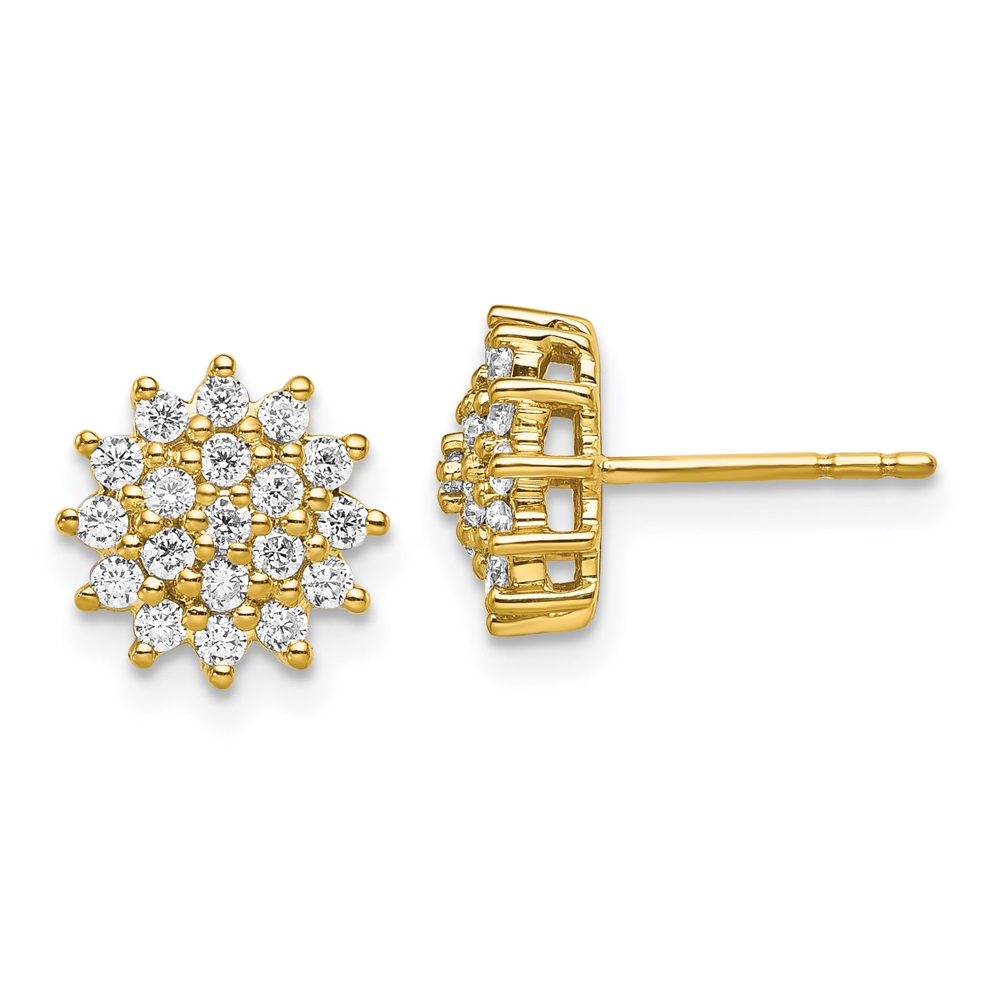 14k Yellow Gold 1/2 Ct. Lab Grown Diamond VS/SI+ G+ Cluster Post Earrings