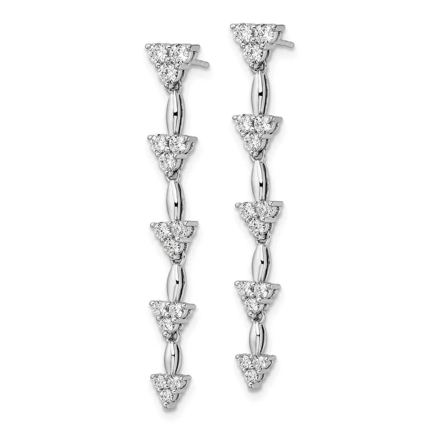 14k White Gold 1 Ct. Lab Grown Diamond VS/SI+ G+ Marquise Dangle Cluster Post Earrings