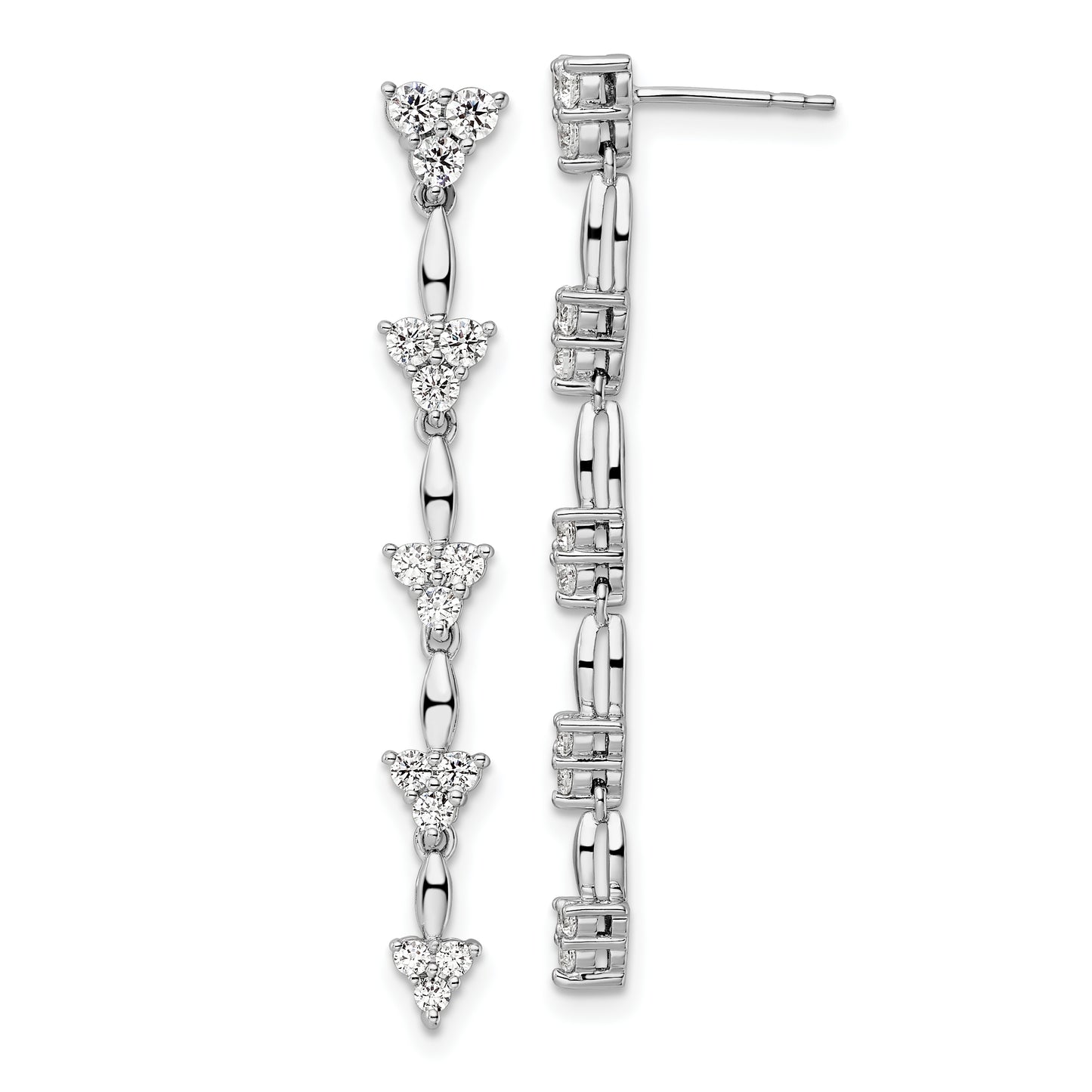 14k White Gold 1 Ct. Lab Grown Diamond VS/SI+ G+ Marquise Dangle Cluster Post Earrings