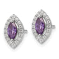 14k White Gold 1/5 Ct. Lab Grown Diamond VS/SI+ G+ and Amethyst February Birthstone Post Earrings