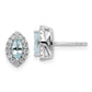 14k White Gold 1/5 Ct. Lab Grown Diamond VS/SI+ G+ and Aquamarine March Birthstone Post Earrings