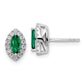 14k White Gold 1/5 Ct. Lab Grown Diamond VS/SI+ G+ and Lab Created Emerald May Birthstone Post Earrings