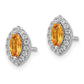 14k White Gold 1/5 Ct. Lab Grown Diamond VS/SI+ G+ and Citrine November Birthstone Post Earrings