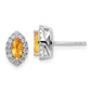 14k White Gold 1/5 Ct. Lab Grown Diamond VS/SI+ G+ and Citrine November Birthstone Post Earrings