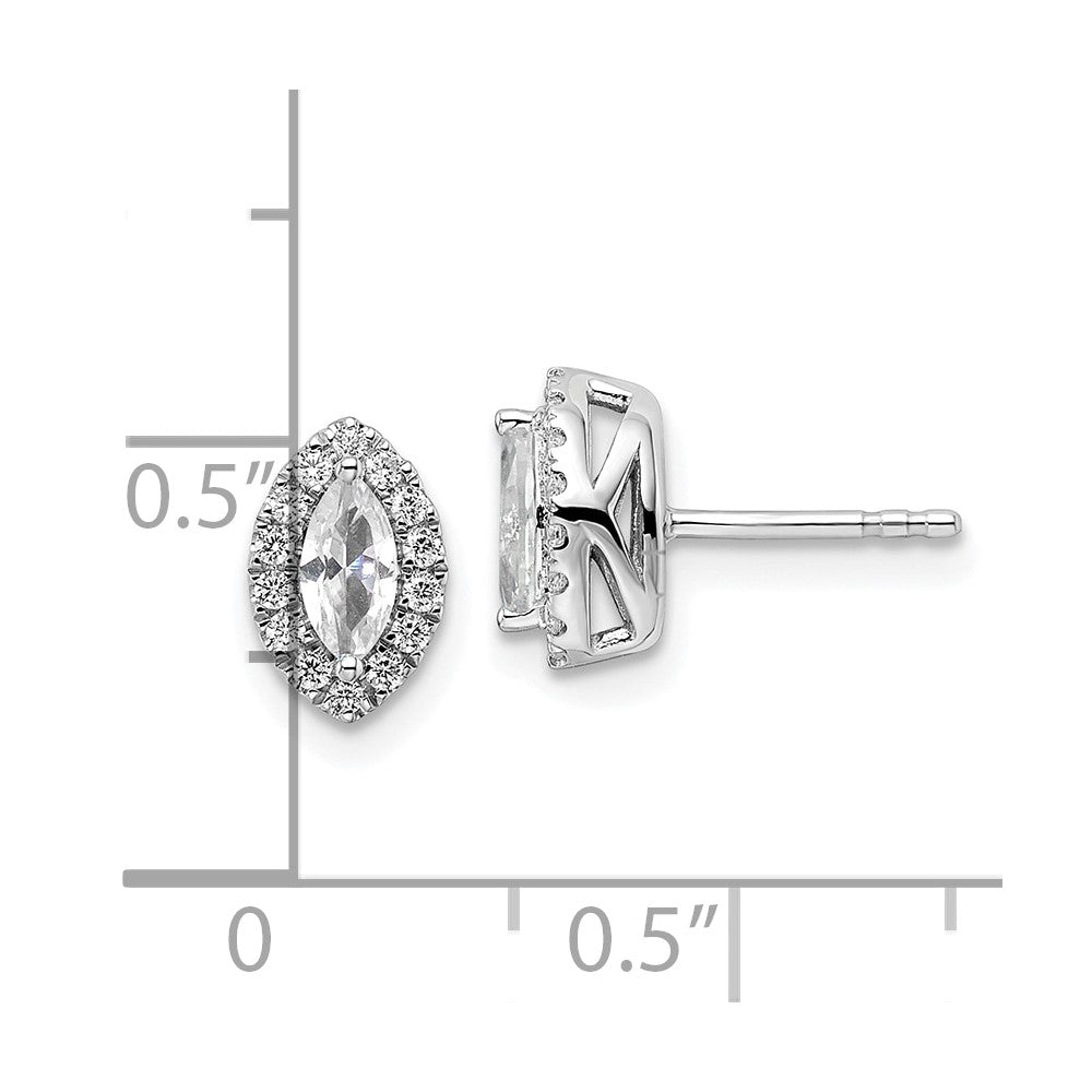 14k White Gold 1/5 Ct. Lab Grown Diamond VS/SI+ G+ and White Sapphire April Birthstone Post Earrings