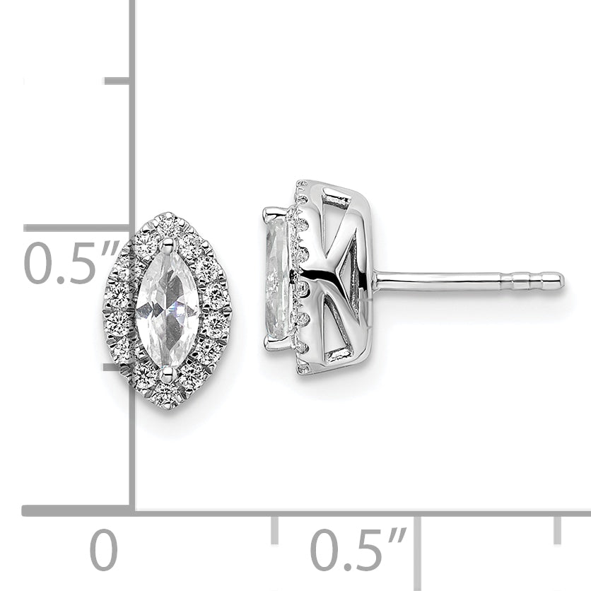 14k White Gold 1/5 Ct. Lab Grown Diamond VS/SI+ G+ and White Sapphire April Birthstone Post Earrings