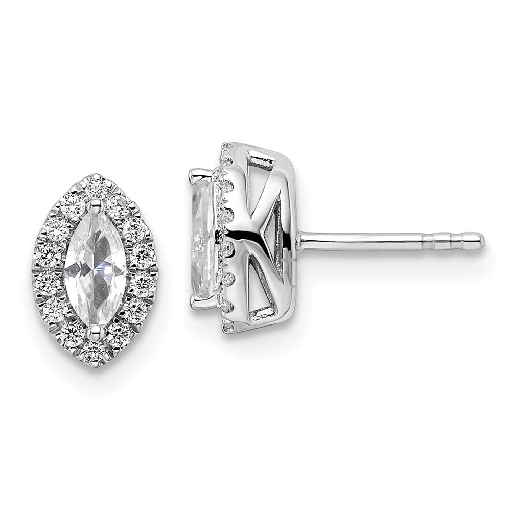 14k White Gold 1/5 Ct. Lab Grown Diamond VS/SI+ G+ and White Sapphire April Birthstone Post Earrings