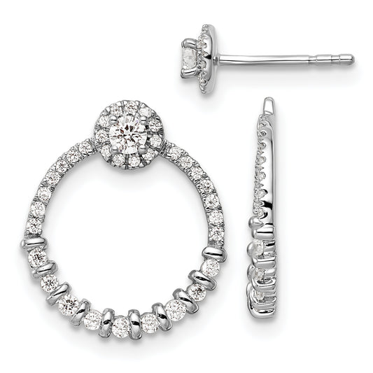 14K White Gold Lab Grown VS/SI+ G+ Diamond Circle Jacket and Post Earrings