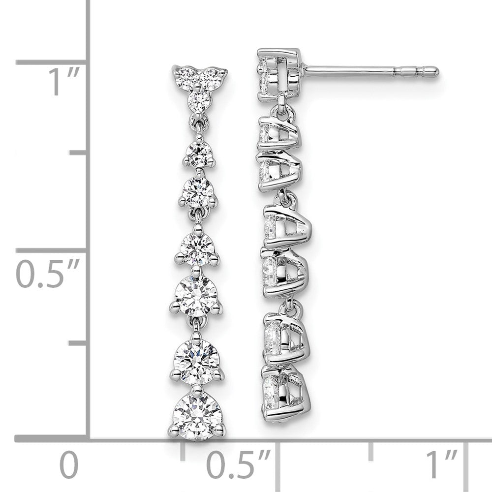 14k White Gold 1 Ct. Lab Grown Diamond VS/SI+ G+ Complete Dangle Post Earrings