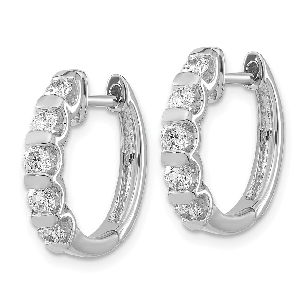 14k White Gold 1 1/3 carat Lab Grown Diamond VS/SI+ G+ Complete Bar Set Hinged Hoop Earrings