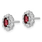 14k White Gold 1/20 carat Lab Grown Diamond VS/SI+ G+ and Oval Created Ruby Complete Halo Post Earrings