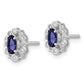 14k White Gold 1/20 Ct. Lab Grown Diamond VS/SI+ G+ and Oval Created Sapphire Halo Post Earrings