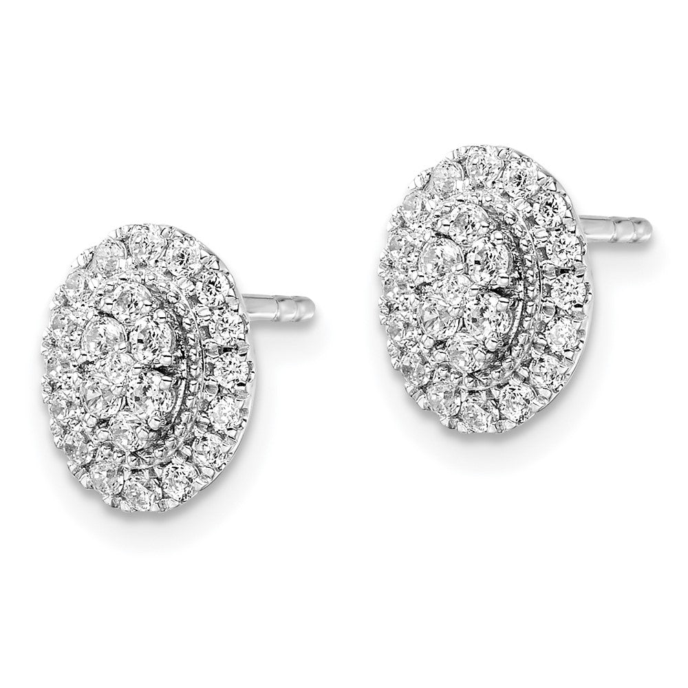 14k White Gold 1/2 Ct. Lab Grown Diamond VS/SI+ G+ Complete Oval Halo Post Earrings