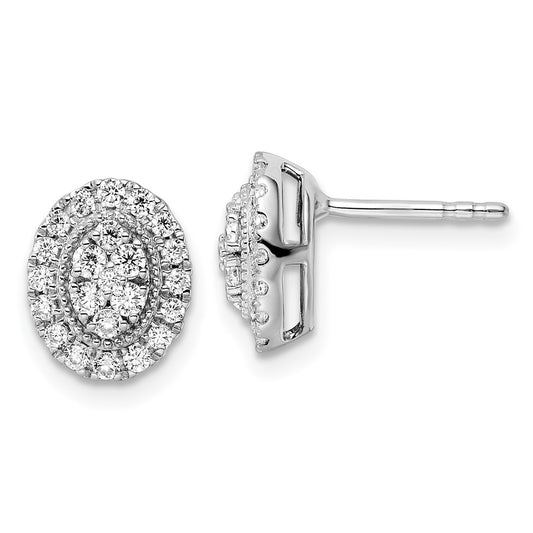 14k White Gold 1/2 Ct. Lab Grown Diamond VS/SI+ G+ Complete Oval Halo Post Earrings