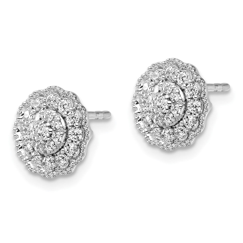 14k White Gold 1/2 Ct. Lab Grown Diamond VS/SI+ G+ Complete Halo Post Earrings