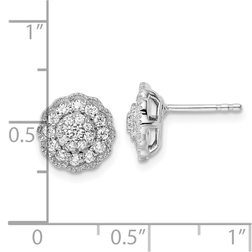 14k White Gold 1/2 Ct. Lab Grown Diamond VS/SI+ G+ Complete Halo Post Earrings