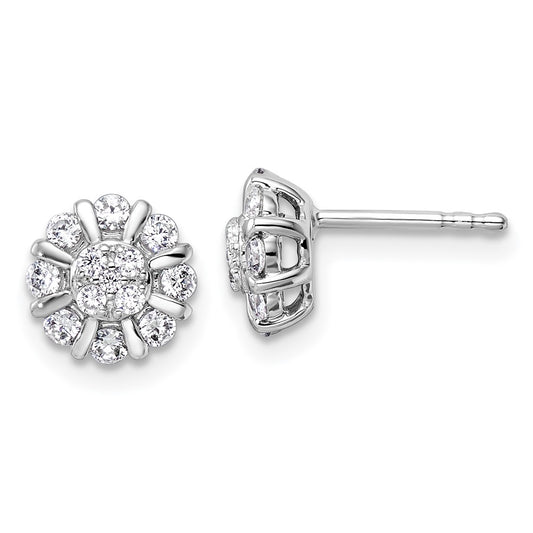 14k White Gold 1/2 carat Lab Grown Diamond VS/SI+ G+ Complete Halo Post Earrings