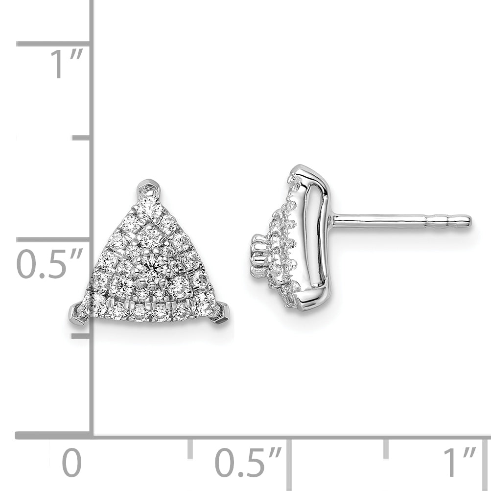 14k White Gold 1/2 Ct. Lab Grown Diamond VS/SI+ G+ Triangle Cluster Post Earrings