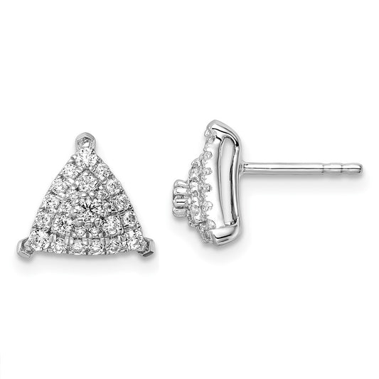 14k White Gold 1/2 carat Lab Grown Diamond VS/SI+ G+ Complete Triangle Cluster Post Earrings