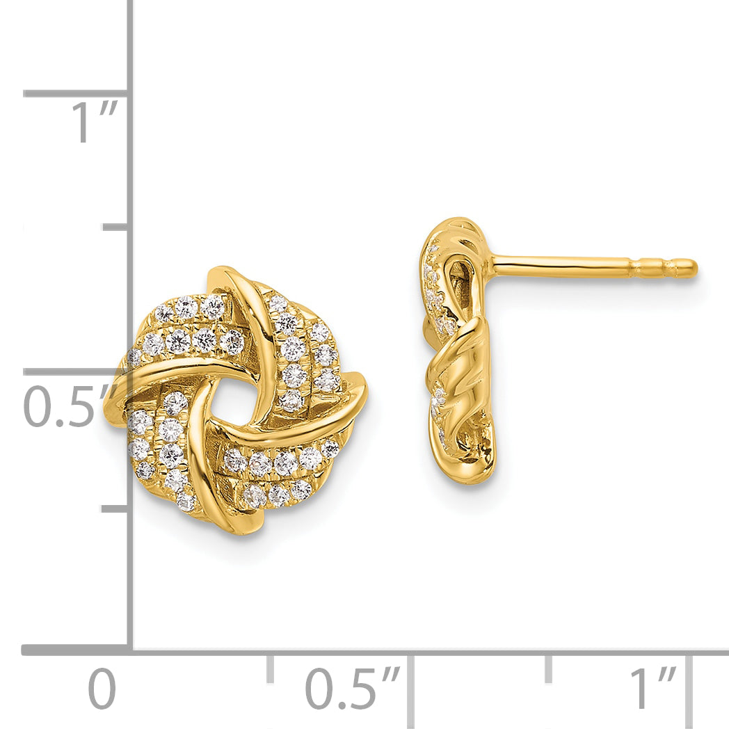 14k Yellow Gold 1/3 Ct. Lab Grown Diamond VS/SI+ G+ Love Knot Post Earrings