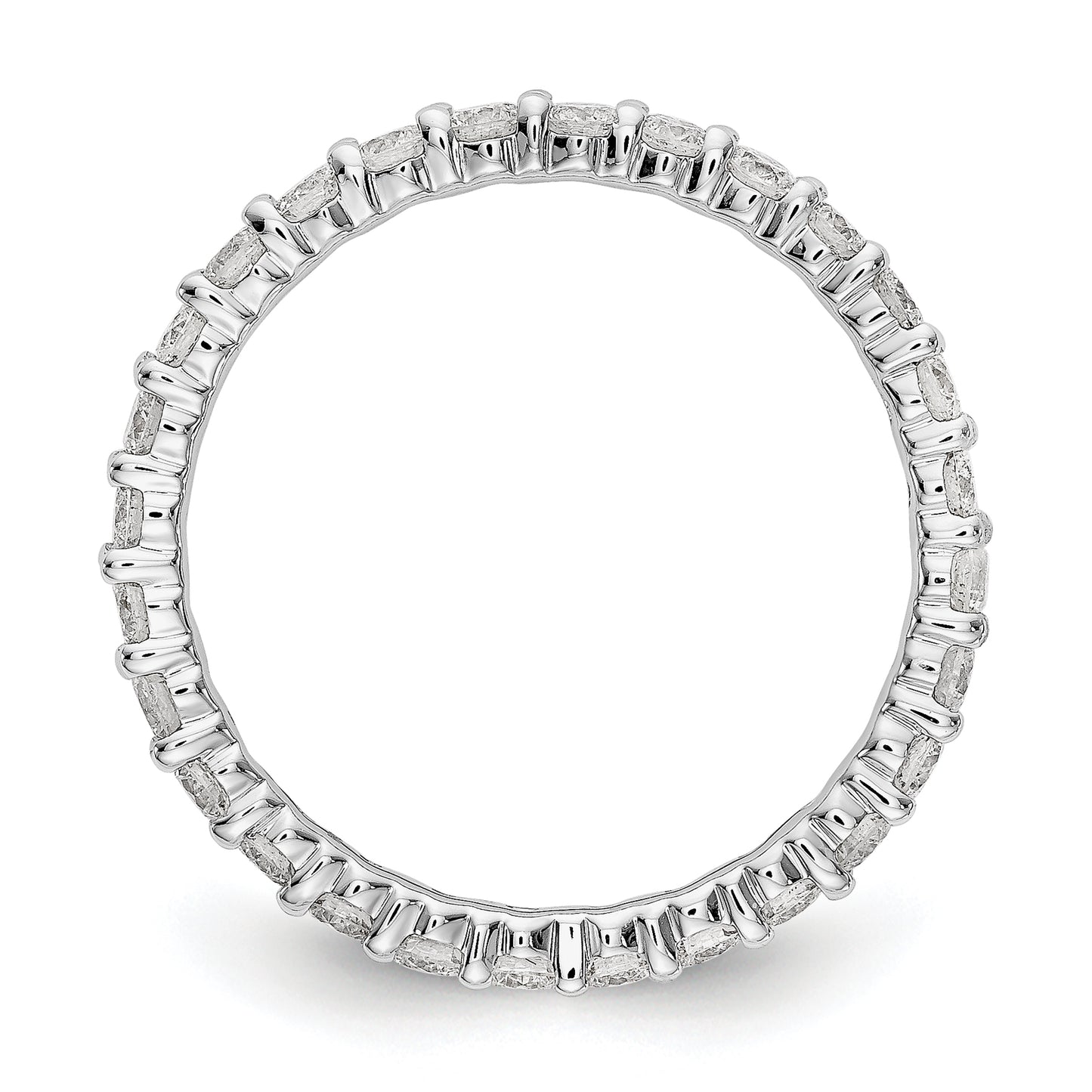 14k White Gold 1 Ct. Lab Grown Diamond VS/SI+ G+ Shared Prong Eternity Band Ring