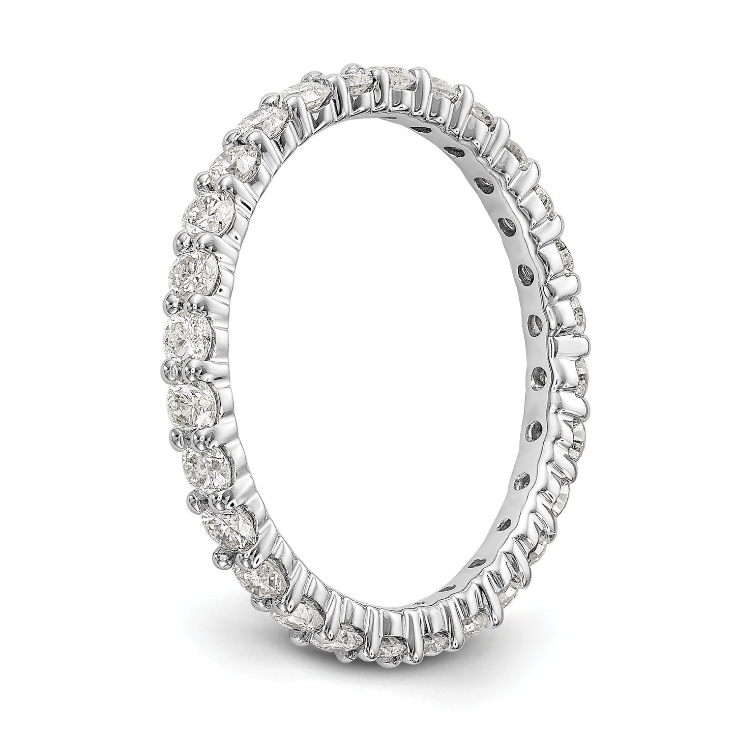 14k White Gold 1 Ct. Lab Grown Diamond VS/SI+ G+ Shared Prong Eternity Band Ring