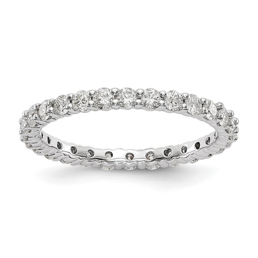 14k White Gold 1 Ct. Lab Grown Diamond VS/SI+ G+ Size 9 Shared Prong Eternity Band