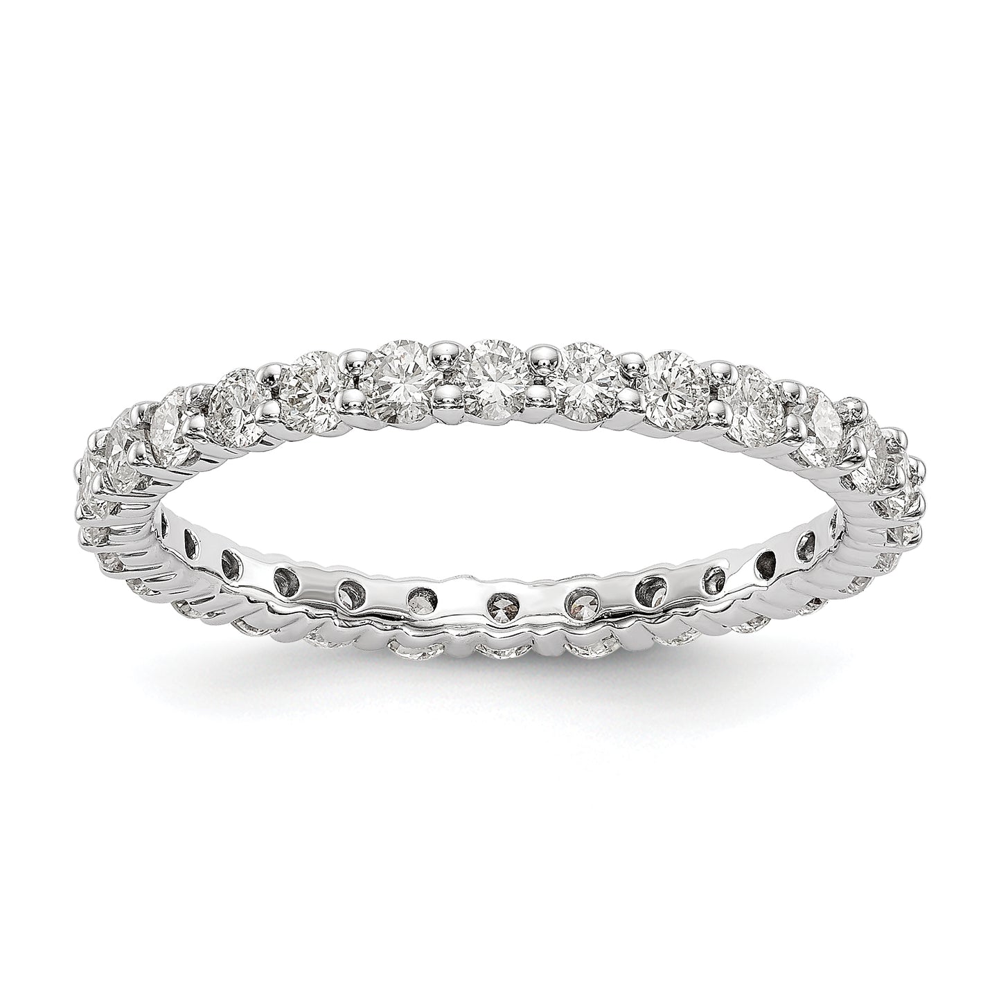 14k White Gold 1 Ct. Lab Grown Diamond VS/SI+ G+ Shared Prong Eternity Band Ring