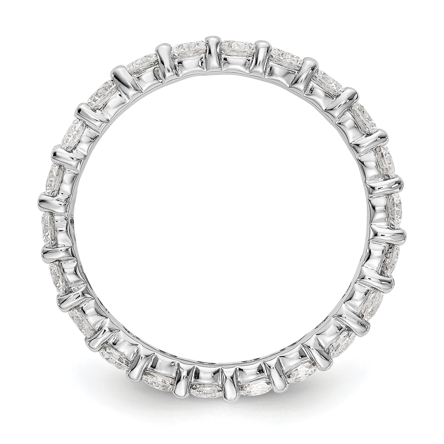 14k White Gold 2 Ct. Lab Grown Diamond VS/SI+ G+ Shared Prong Eternity Band Ring