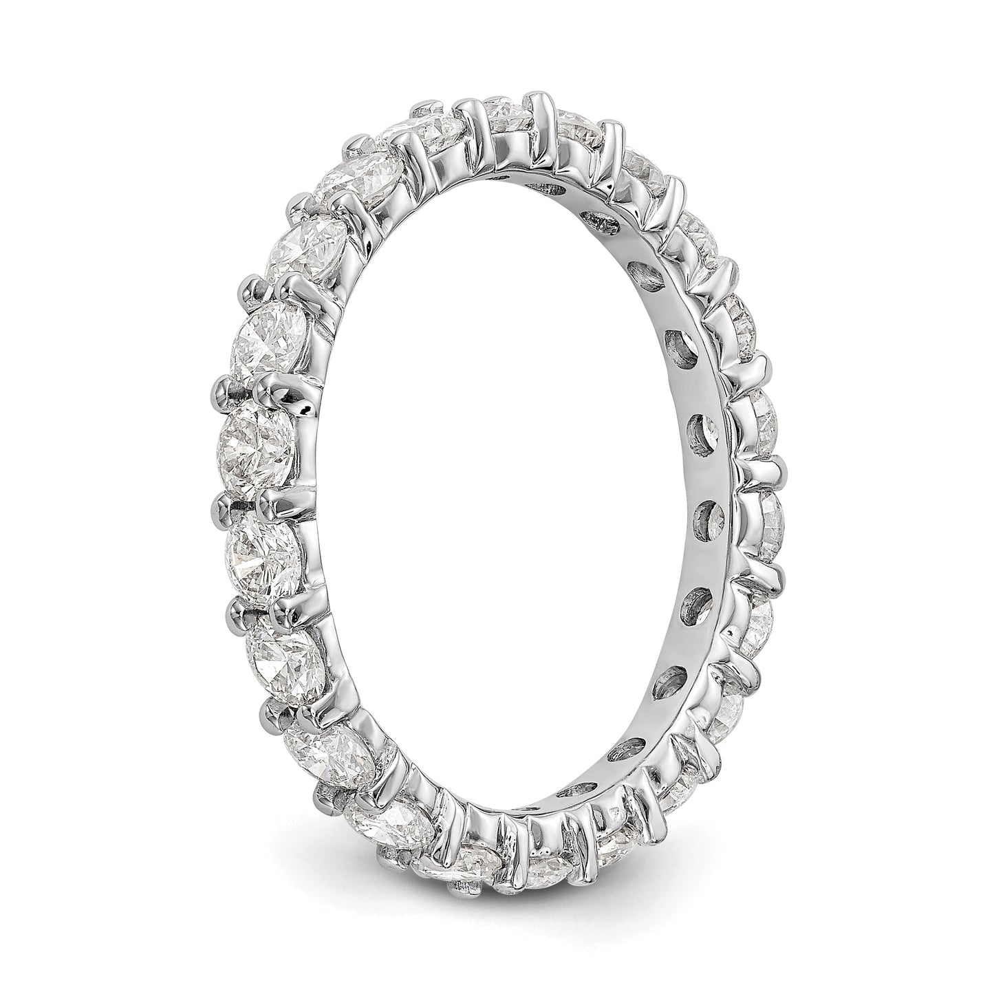 14k White Gold 2 Ct. Lab Grown Diamond VS/SI+ G+ Shared Prong Eternity Band Ring