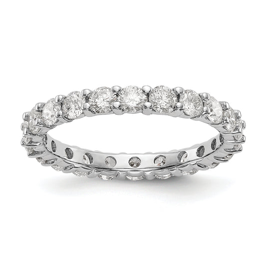 14k White Gold 2 Ct. Lab Grown Diamond VS/SI+ G+ Shared Prong Eternity Band Ring