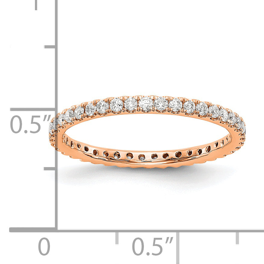 14k Rose Gold 1/2 Ct. Lab Grown Diamond VS/SI+ G+ Shared Prong Eternity Band Ring