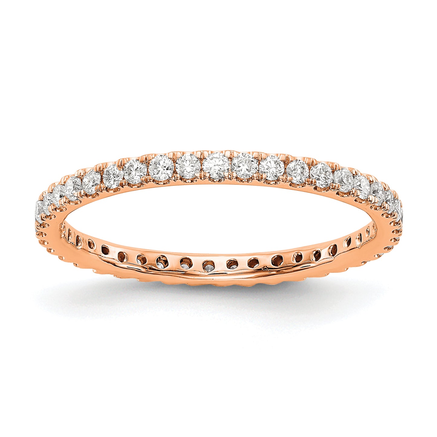 14k Rose Gold 1/2 Ct. Lab Grown Diamond VS/SI+ G+ Shared Prong Eternity Band Ring