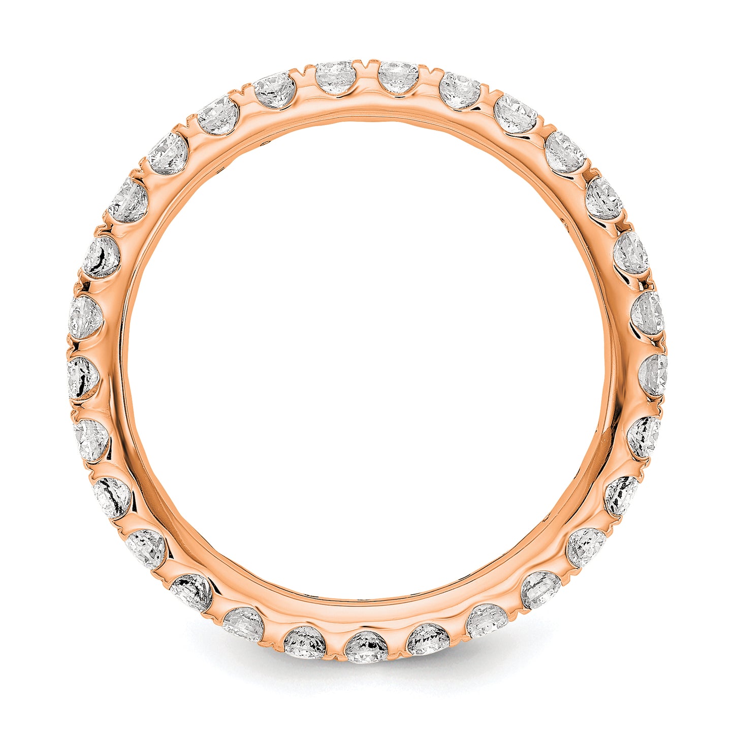 14k Rose Gold 1 Ct. Lab Grown Diamond VS/SI+ G+ Shared Prong Eternity Band Ring