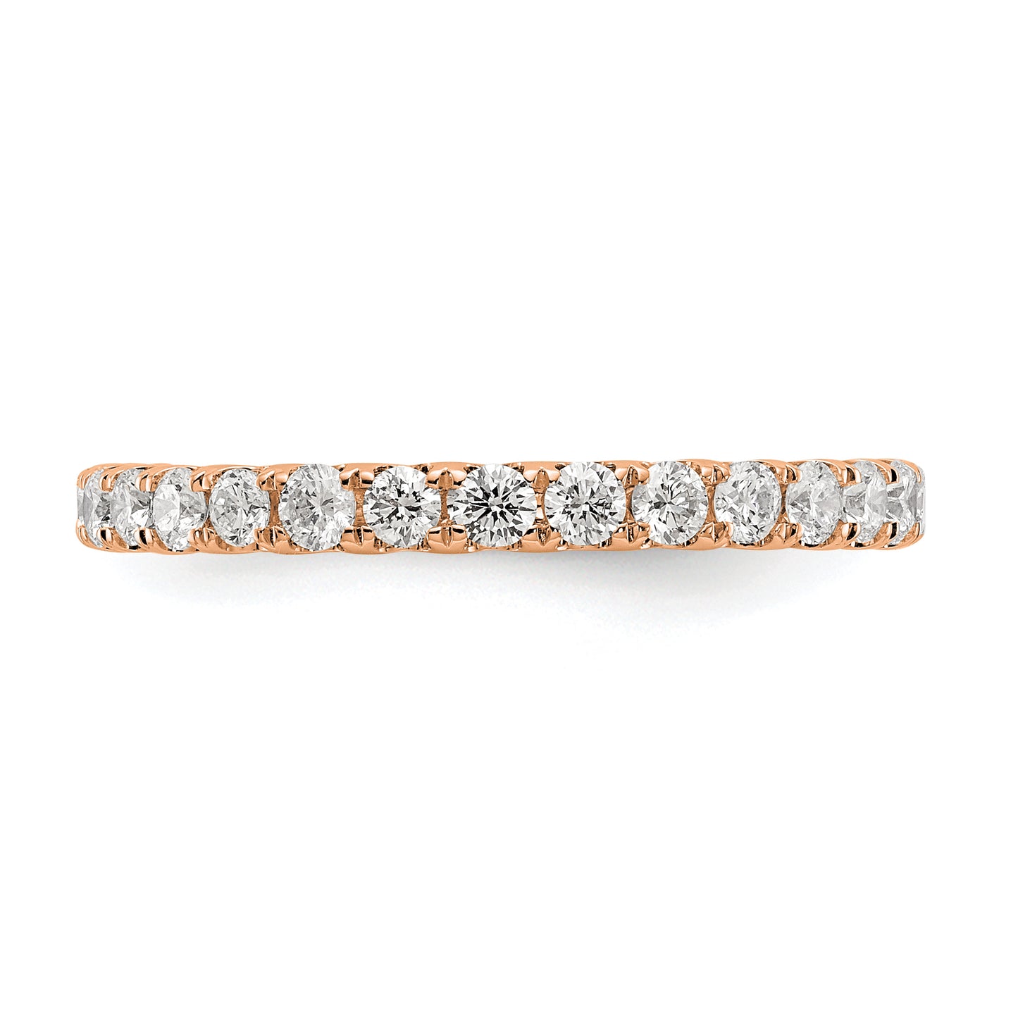 14k Rose Gold 1 Ct. Lab Grown Diamond VS/SI+ G+ Shared Prong Eternity Band Ring