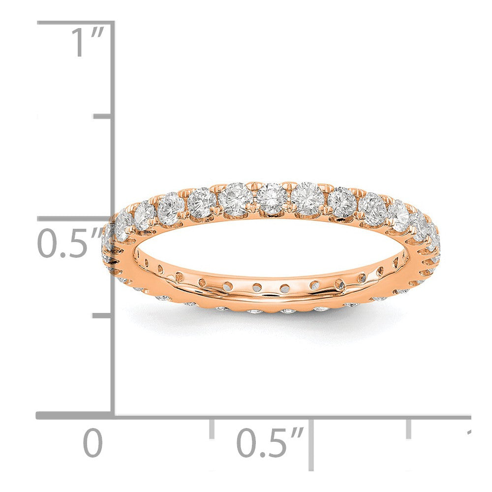 14k Rose Gold 1 Ct. Lab Grown Diamond VS/SI+ G+ Size 5 Shared Prong Eternity Band