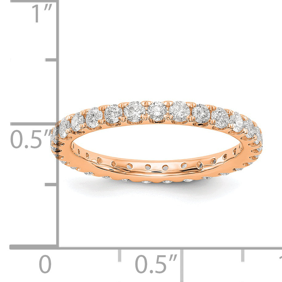 14k Rose Gold 1 Ct. Lab Grown Diamond VS/SI+ G+ Shared Prong Eternity Band Ring